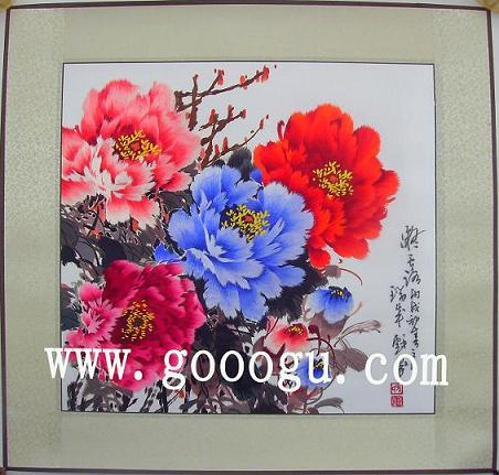 牡丹富貴蘇繡，蘇州刺繡牡丹畫，鎮(zhèn)湖蘇繡廠