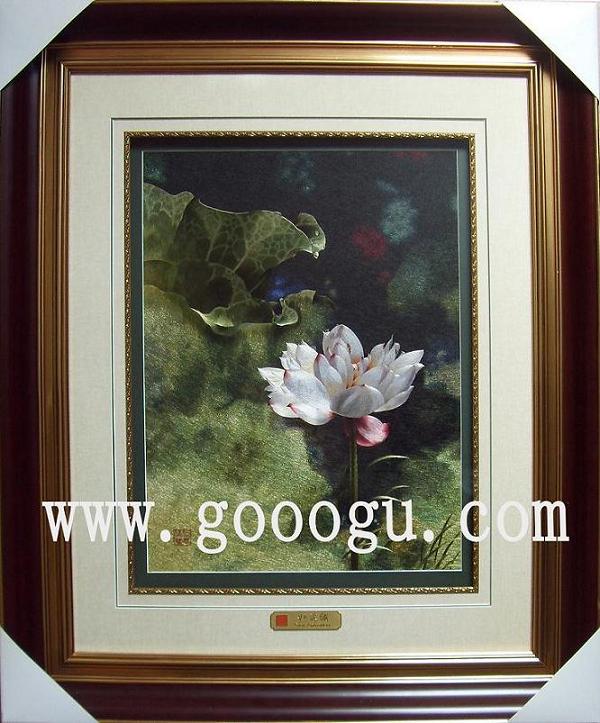 荷花刺繡畫，高檔荷花題材蘇繡畫，蘇繡極品