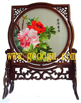 牡丹雙面繡，雙面繡牡丹臺屏