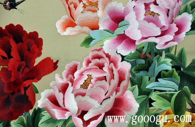 牡丹繡片，牡丹繡品，榮華富貴雙面繡精品