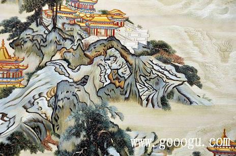 山水繡品，蘇州純手工繡品，高檔山水擺件